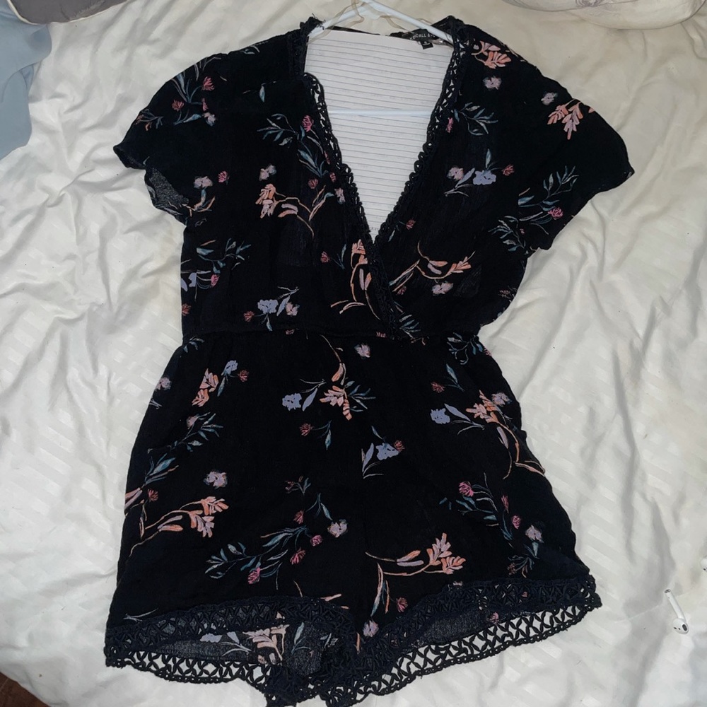 Black floral romper